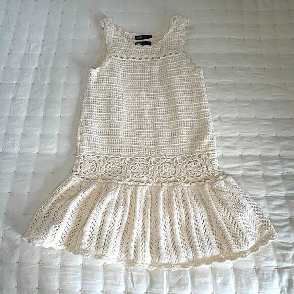 Gap Kids Crochet Knit Sleeveless Dress Girls M (8) | Ivory Sweater Dress - Picture 5 of 9